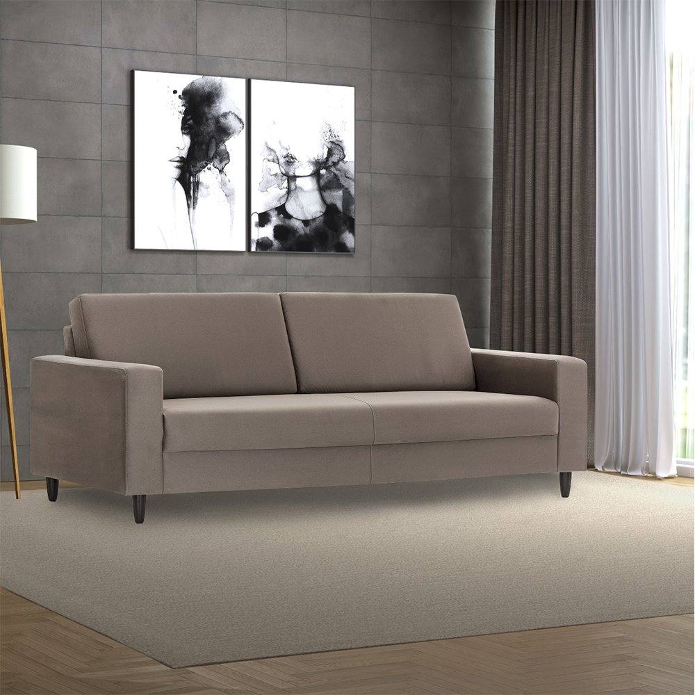 Sofá com 03 Lugares 166 cm Marrom Claro Herval